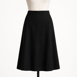 Loft Black Faux Suede Flare Midi Skirt, Size 12